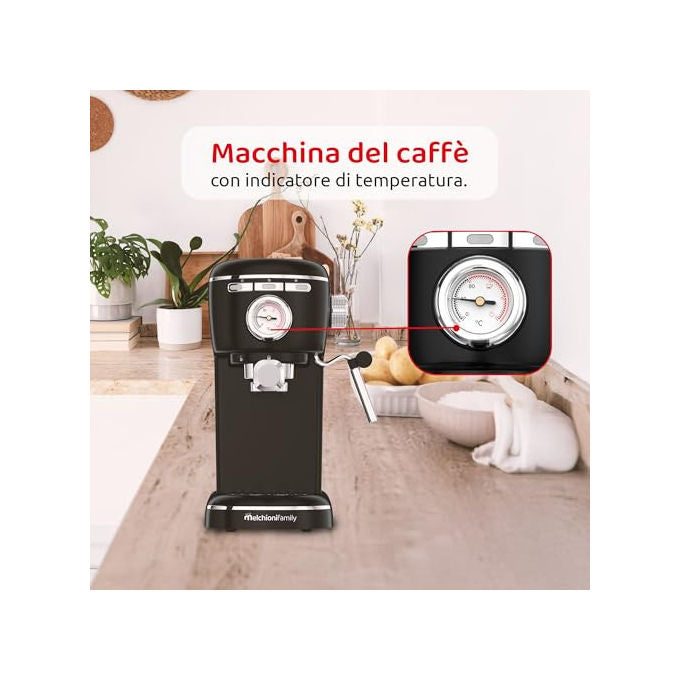 Melchioni Family 118320002 Aromatica Plus Macchina da caffe' Espresso 3 in 1 1,2 L 15 bar 1100 W Montalatte colore Nero