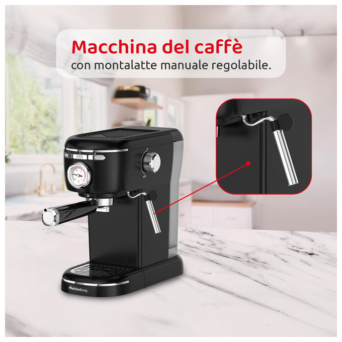 Melchioni Family 118320002 Aromatica Plus Macchina da caffe' Espresso 3 in 1 1,2 L 15 bar 1100 W Montalatte colore Nero