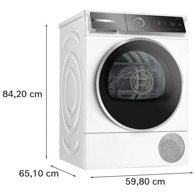 Bosch WQB246C0II Serie 8 Asciugatrice Pompa di Calore 9 Kg Classe B Condensatore Autopulente Iron Assist Wi-Fi (84x60x61 cm) colore Bianco
