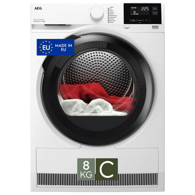 AEG TR7HG8C Serie 7000 Asciugatrice Pompa di Calore 8 Kg Classe C Motore Inverter SensiDry 67 dB (85x59,6x63,8 cm) colore Bianco