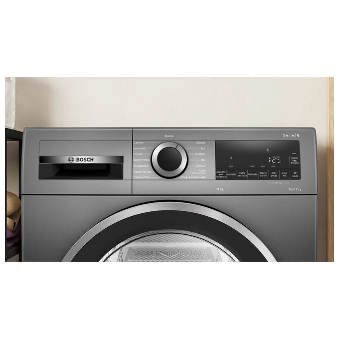 Bosch WQG243DRII Serie 6 Asciugatrice Pompa di Calore 9 Kg Classe C AutoDry Filtro Easy Clean (84.2x59.8x61.3 cm) colore Antracite