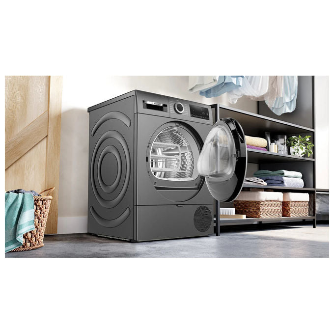Bosch WQG243DRII Serie 6 Asciugatrice Pompa di Calore 9 Kg Classe C AutoDry Filtro Easy Clean (84.2x59.8x61.3 cm) colore Antracite