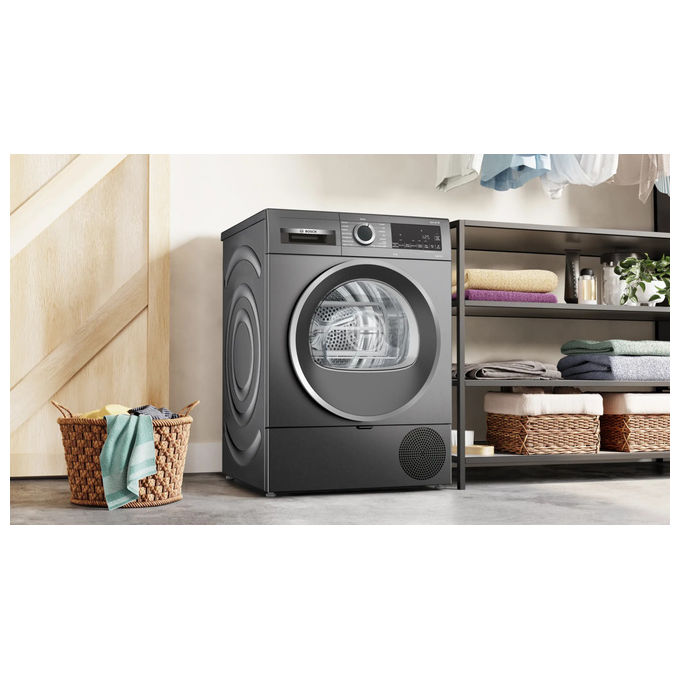 Bosch WQG243DRII Serie 6 Asciugatrice Pompa di Calore 9 Kg Classe C AutoDry Filtro Easy Clean (84.2x59.8x61.3 cm) colore Antracite