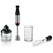Bosch MSM6M621 Serie 6 Frullatore ad Immersione 1000W QuattroBlade Pro Turbo con Tritatutto colore Nero Acciaio inox