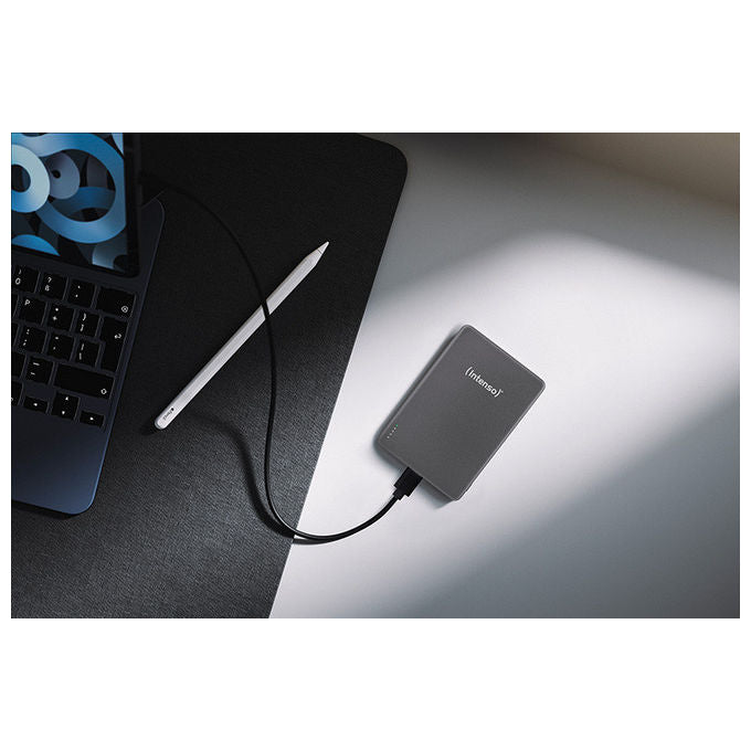 Intenso Power Bank MW10000, 10000 mAh, ricarica wireless, grigio