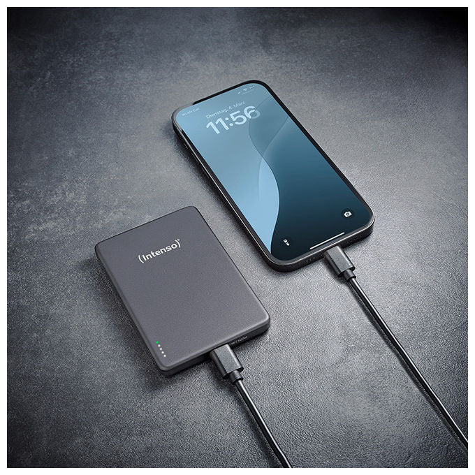 Intenso Power Bank MW10000, 10000 mAh, ricarica wireless, grigio