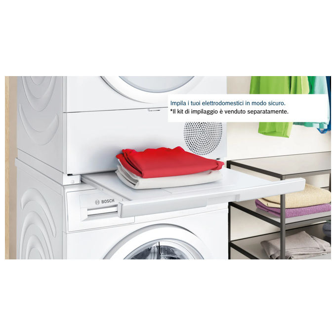 Bosch WQG243C0II Serie 6 Asciugatrice a Pompa di Calore 9 Kg Classe C AutoDry Iron Assist SensitiveDrying (84x60x61 cm) colore Bianco