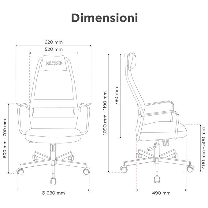 Nuwo Sedia Gaming Grid Blu Ergonomica Girevole Regolabile
