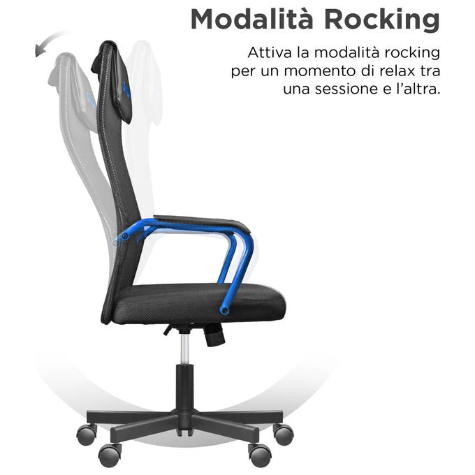Nuwo Sedia Gaming Grid Blu Ergonomica Girevole Regolabile