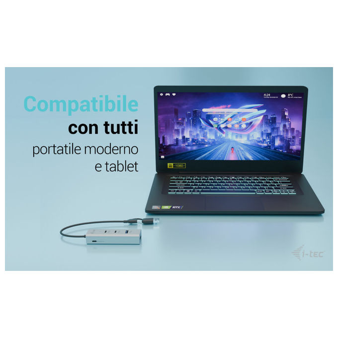 I-Tec Hub Usb-C-Usb-A 2xUsb-C 2xUsb-A 85W Argento