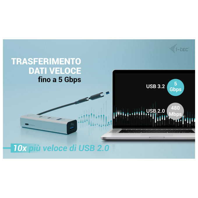 I-Tec Hub Usb-C-Usb-A 2xUsb-C 2xUsb-A 85W Argento