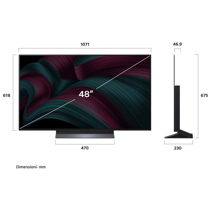 LG OLED48C55LA Serie C5 Smart TV OLED evo 48'' 4K α9 Gen8 Dolby Vision 40W 4 HDMI VRR 144Hz webOS 25 colore Nero