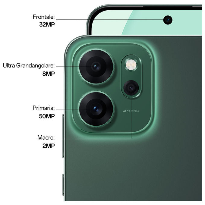 Oppo Reno14 FS 5G Verde: Smartphone Android 15 con 12GB RAM e 512GB