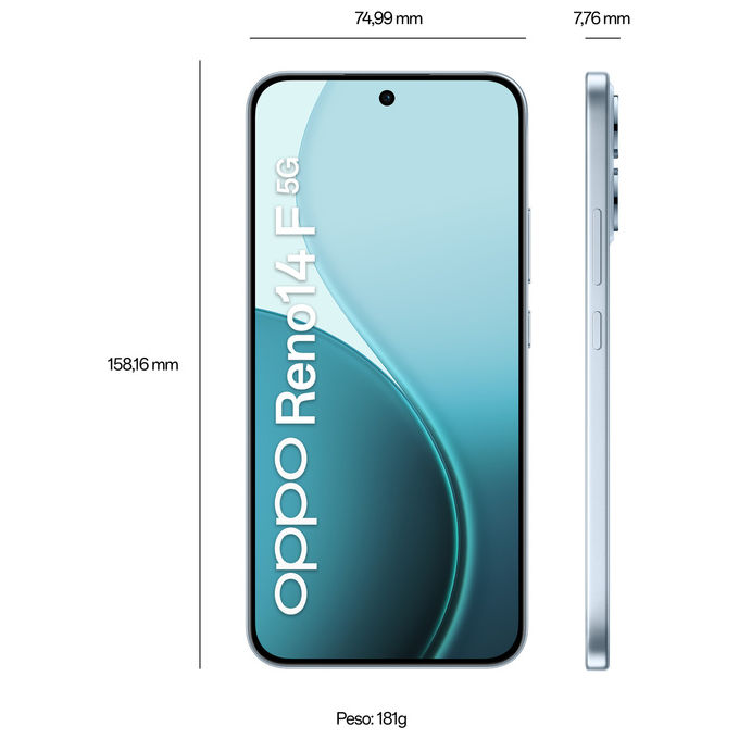 Oppo Reno14 F 5G Smartphone 256GB 8GB RAM Doppia SIM Blu