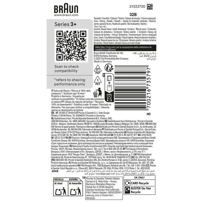 Braun Series 3 32B Testina di ricambio per rasoio