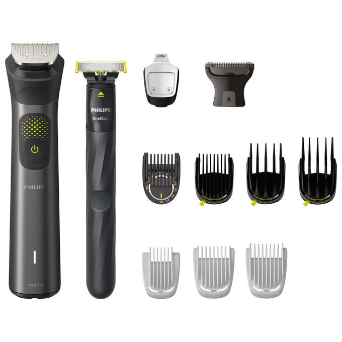Philips MG954015 Serie 9000 Rasoio elettrico Multigroomer All in One OneBlade Wet Dry 13 accessori autonomia 120 min colore Grigio