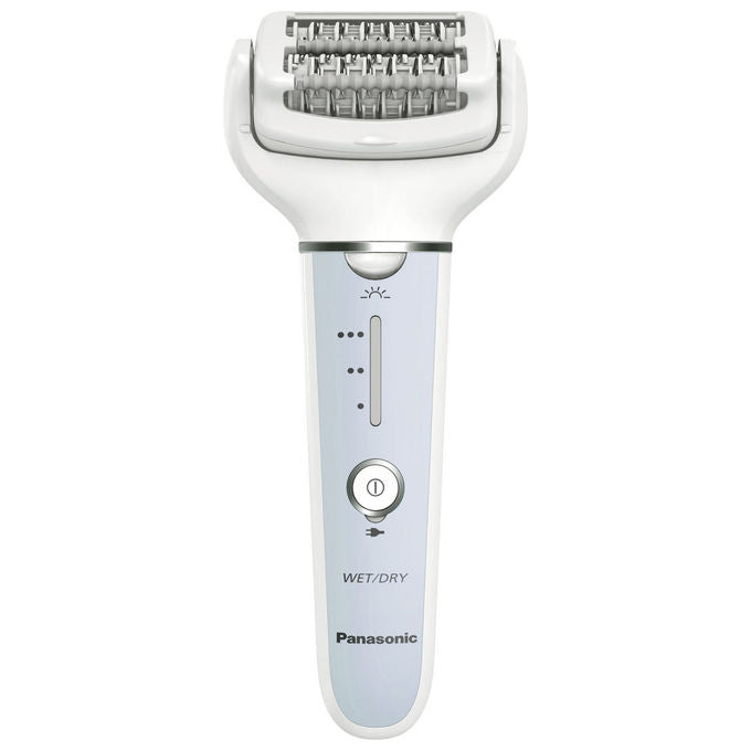 Panasonic ES-EY90 Epilatore WetandDry 60 pinzette doppio disco 3 velocita' ricaricabile 30 min autonomia Kit 5 testine colore Bianco Blu