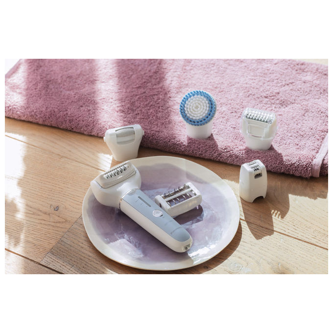Panasonic ES-EY90 Epilatore WetandDry 60 pinzette doppio disco 3 velocita' ricaricabile 30 min autonomia Kit 5 testine colore Bianco Blu