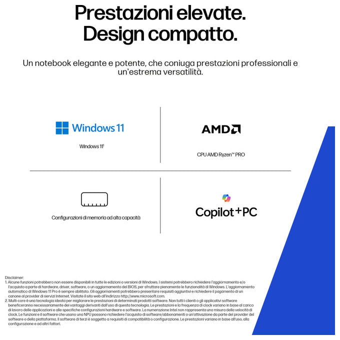 HP A3ZX0ET ZBook 8 G1ak Workstation mobile AMD Ryzen AI 7 PRO 14 pollici 32 GB RAM 1 TB SSD Windows 11 Pro Argento