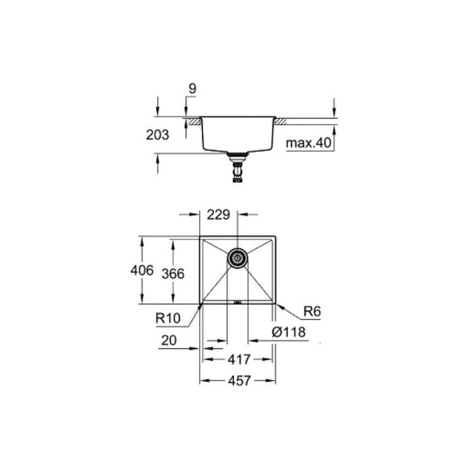 Grohe K700U Lavello da Cucina Rettangolare in Quarzo Composito