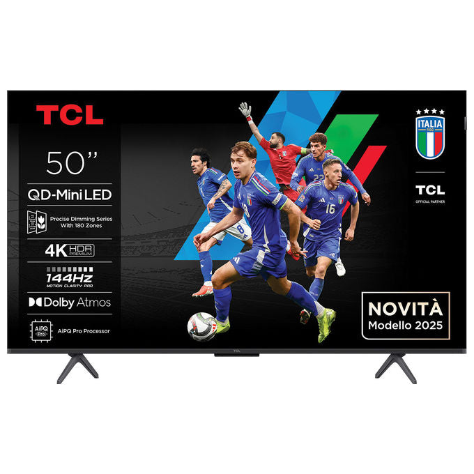 TCL 50C69K Serie C69K Smart TV QLED QD-Mini LED 50'' 4K UHD Google TV Dolby Vision IQ 144Hz DVB-T2 colore Metallico