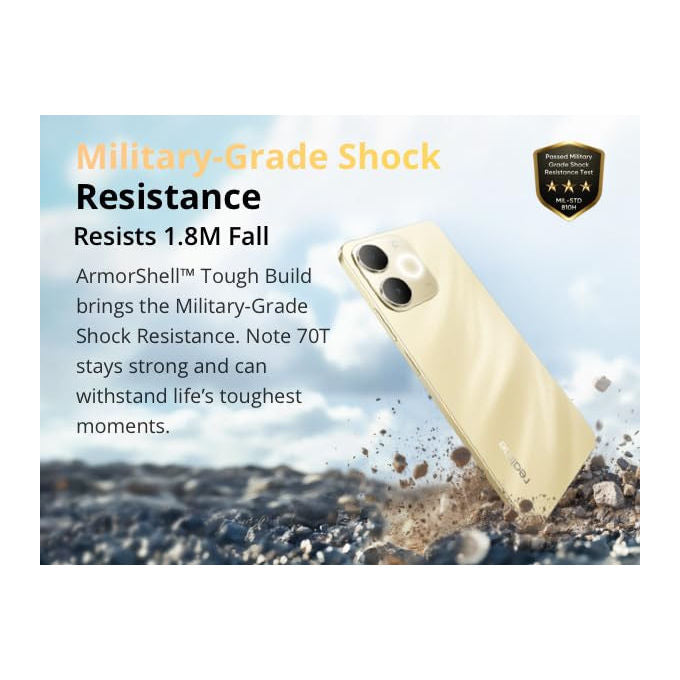 Realme NOTE 70T Smartphone 4G 6.74'' LCD 90Hz 4GB 128GB Android 15 Dual SIM Batteria 6000 mAh colore Nero