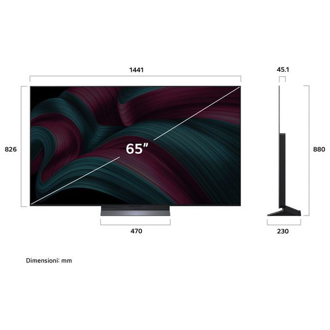 LG OLED65C55LA Serie C5 Smart TV OLED evo 65'' 4K α9 Gen8 WebOS 25 VRR 144Hz Dolby Vision Atmos 40W colore Nero