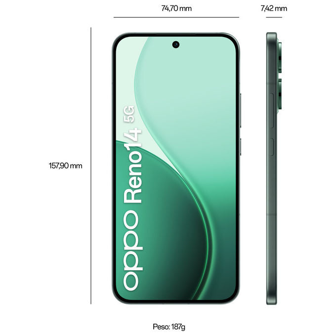 Oppo Reno14 5G Smartphone Verde 12GB RAM 512GB