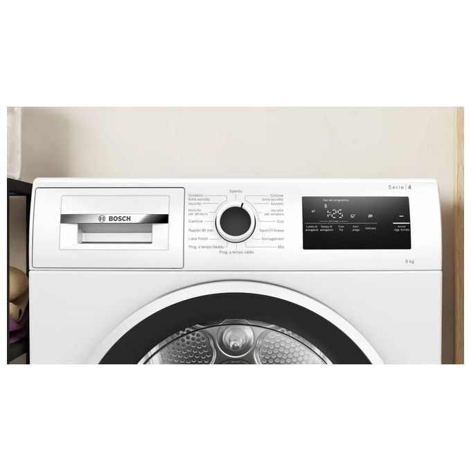 Bosch WTH85218II Serie 4 Asciugatrice Pompa di Calore 8 Kg Classe D Auto Dry Filtro Easy Clean (84x60x61 cm) colore Bianco