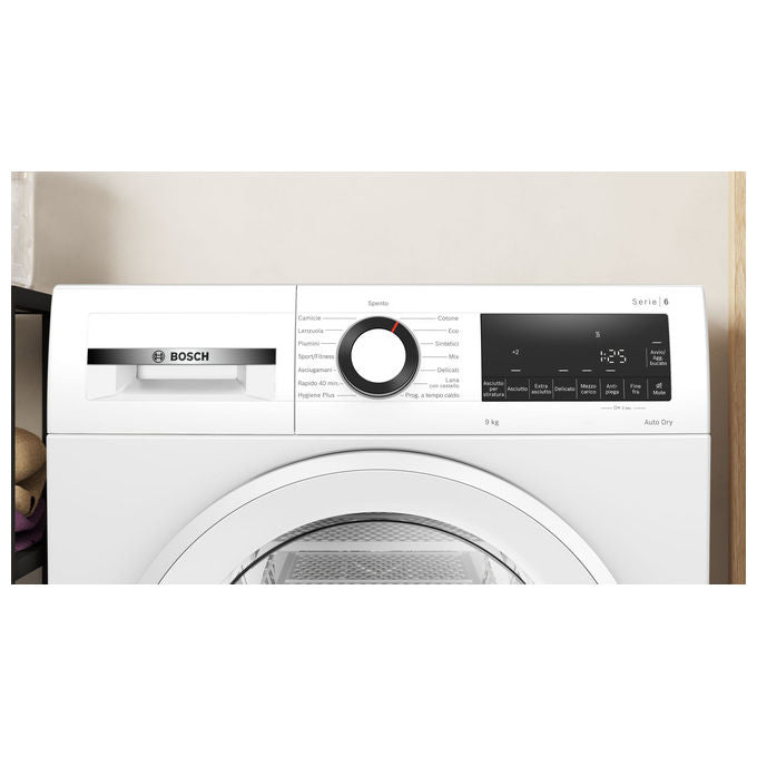Bosch WQG243D6IT Serie 6 Asciugatrice Pompa di Calore 9 Kg Classe C AutoDry SensitiveDrying 63 dB (84x60x61 cm) colore Bianco