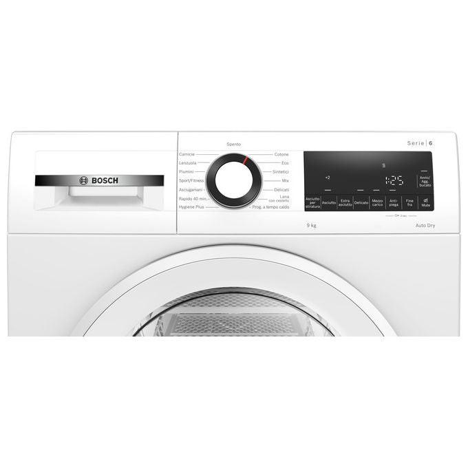 Bosch WQG243D6IT Serie 6 Asciugatrice Pompa di Calore 9 Kg Classe C AutoDry SensitiveDrying 63 dB (84x60x61 cm) colore Bianco