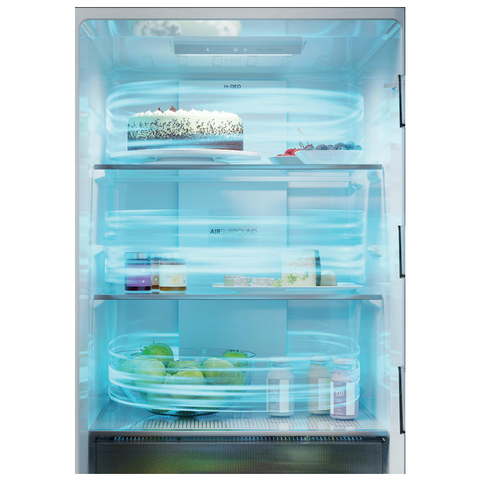Haier HTR3518ENMX Frigorifero Combinato 303 L 185 cm Classe E 35 dB No Frost 3 Porte colore Acciaio Inox