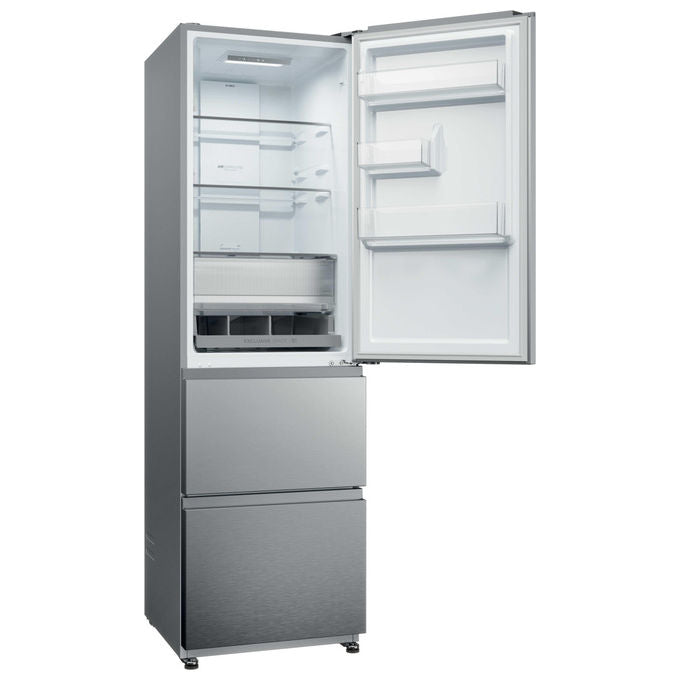 Haier HTR3518ENMX Frigorifero Combinato 303 L 185 cm Classe E 35 dB No Frost 3 Porte colore Acciaio Inox