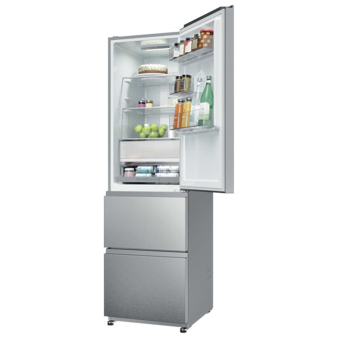 Haier HTR3518ENMX Frigorifero Combinato 303 L 185 cm Classe E 35 dB No Frost 3 Porte colore Acciaio Inox