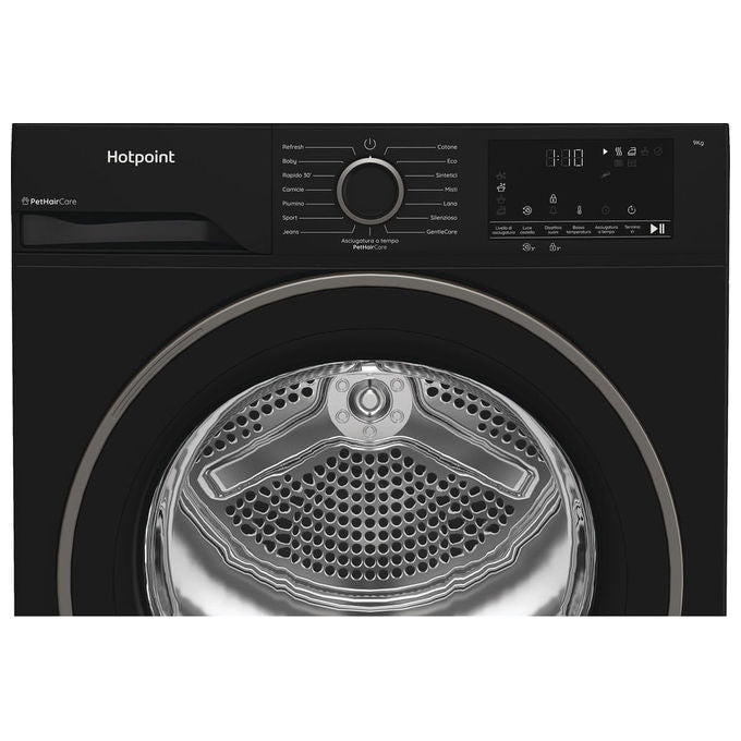 Hotpoint HPT94DBBSIT Asciugatrice Pompa di Calore 9 Kg Classe C EasyIron PetHaircare 63 dB (85x60x67 cm) colore Nero