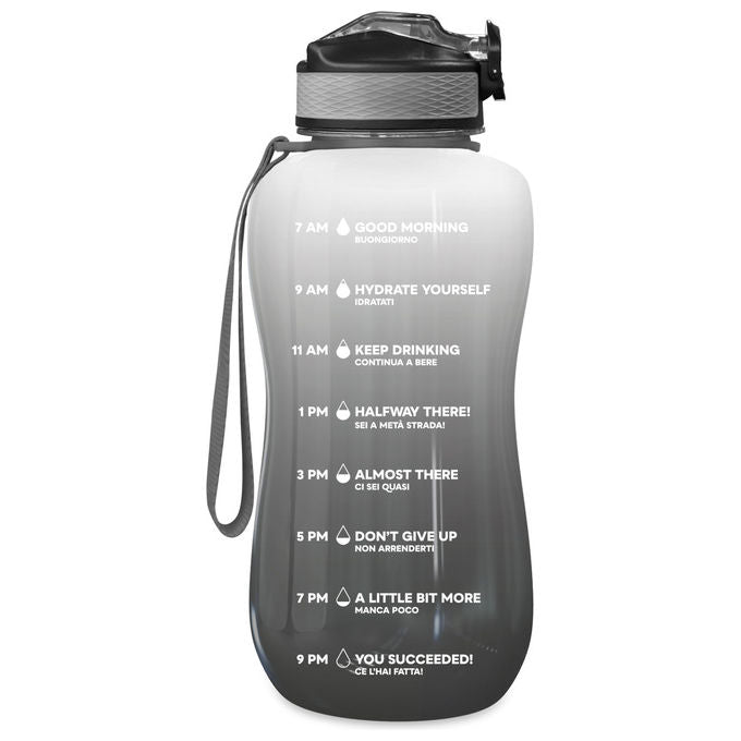 THE STEEL BOTTLE MWB2.2 Borraccia Motivazionale 2200 ml Tritan BPA Free Flip Top Ermetica colore Nero Bianco
