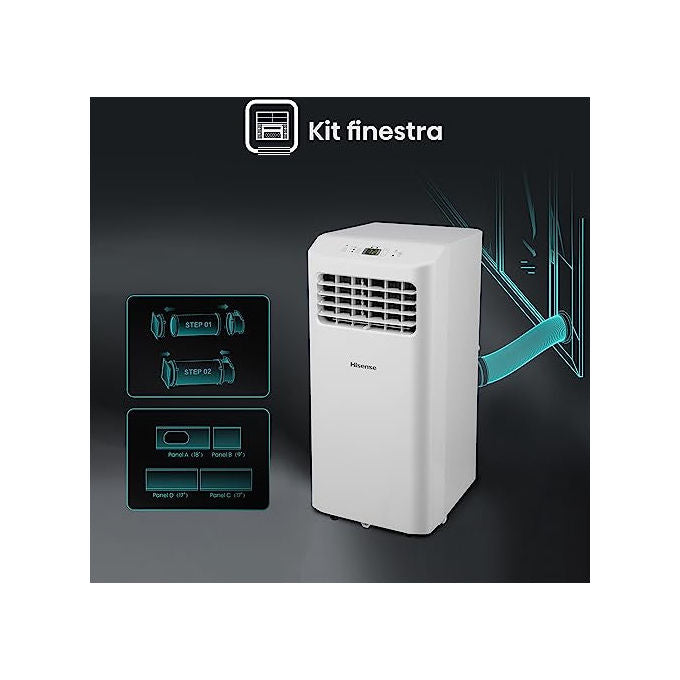 Hisense APC09KV Serie V Condizionatore portatile 9000 BTU per ambienti fino a 12 m² Classe A Raffreddamento Deumidificazione colore Bianco