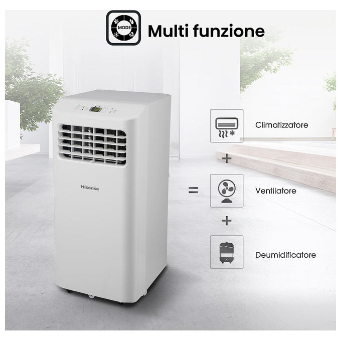 Hisense APC09KV Serie V Condizionatore portatile 9000 BTU per ambienti fino a 12 m² Classe A Raffreddamento Deumidificazione colore Bianco