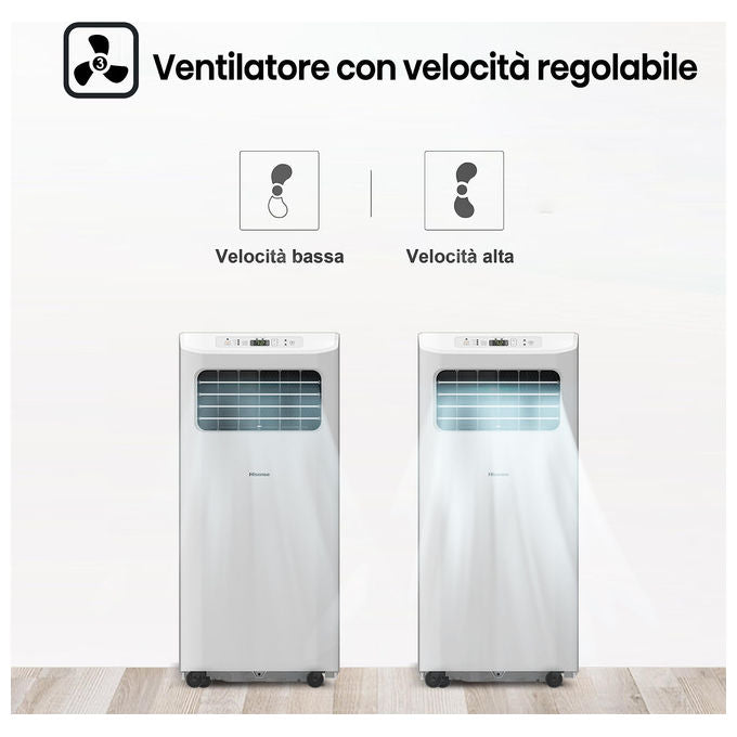 Hisense APC09KV Serie V Condizionatore portatile 9000 BTU per ambienti fino a 12 m² Classe A Raffreddamento Deumidificazione colore Bianco
