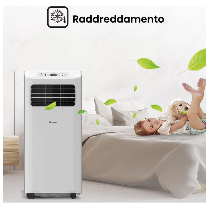 Hisense APC09KV Serie V Condizionatore portatile 9000 BTU per ambienti fino a 12 m² Classe A Raffreddamento Deumidificazione colore Bianco