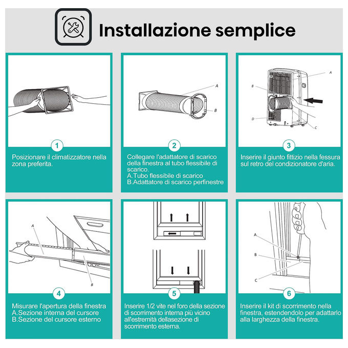 Hisense APC09KV Serie V Condizionatore portatile 9000 BTU per ambienti fino a 12 m² Classe A Raffreddamento Deumidificazione colore Bianco