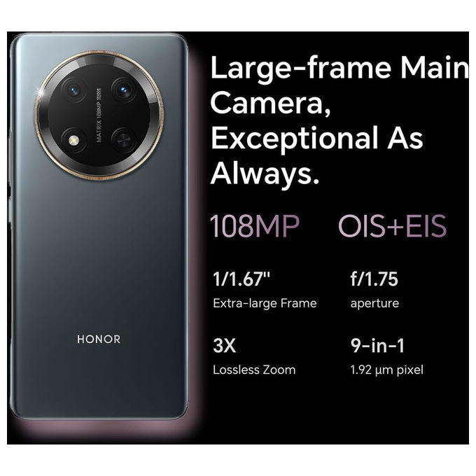 Honor BRP-NX1 Magic7 Lite Smartphone 5G 6,78'' AMOLED 8 GB RAM 512 GB Snapdragon 6 Gen 1 Batteria 6600 mAh colore Nero Titanio