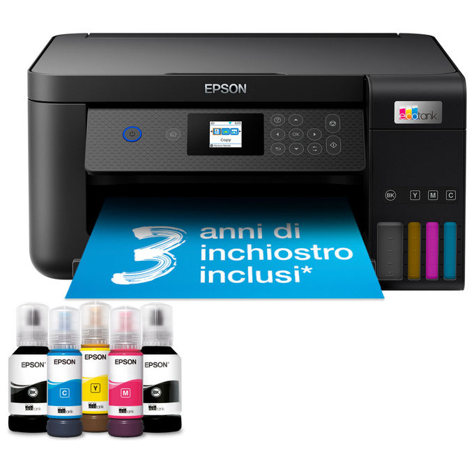 Epson ET-3950 EcoTank Stampante Multifunzione Inkjet A4 3 in 1 35 ppm 4800x1200 DPI Fronte Retro Wi-Fi LAN USB colore Nero