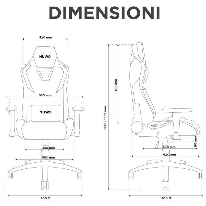 Nuwo Sedia Gaming Ergonomica Blu, Regolabile e Girevole
