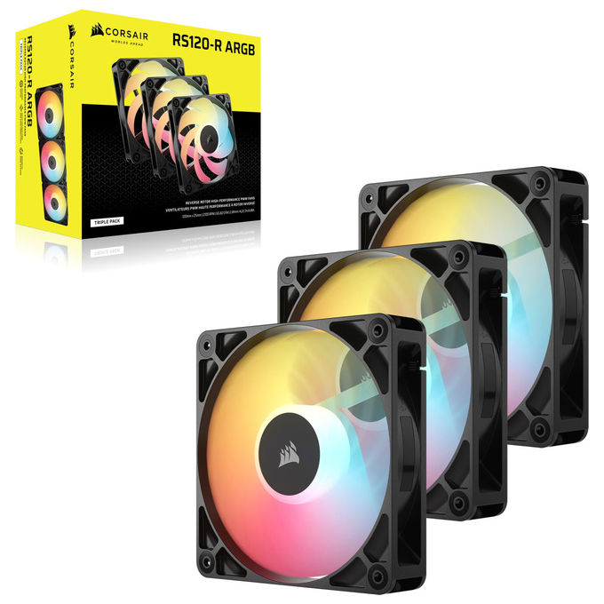 Corsair RS120-R Ventola 12cm ARGB Nera, confezione da 3