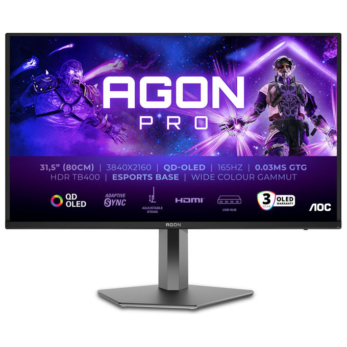AOC Agon Pro Ag326Ud Monitor 31.5'' 4K Uhd Qled Gaming Nero