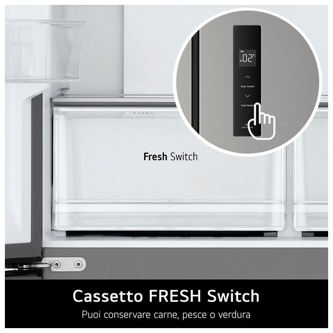 LG GMM41MSBEM Frigorifero 4 Porte Slim 474 L 177,5 cm Classe E 35 dB Total No Frost Multi Air Flow colore Argento