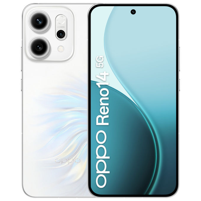 Oppo Reno 14 5G, 12 GB RAM, 512 GB, Doppia SIM, Bianco