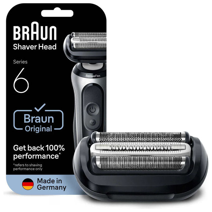 Braun 64B Series 6 Testina di Ricambio per Rasoio Elettrico 3 Lame Flessibili SkinGuard colore Nero