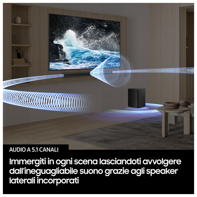Samsung HW-B750F-ZF Soundbar 5.1 Canali 400W Dolby Digital DTS Virtual:X Q-Symphony Subwoofer Wireless HDMI ARC Bluetooth colore Nero
